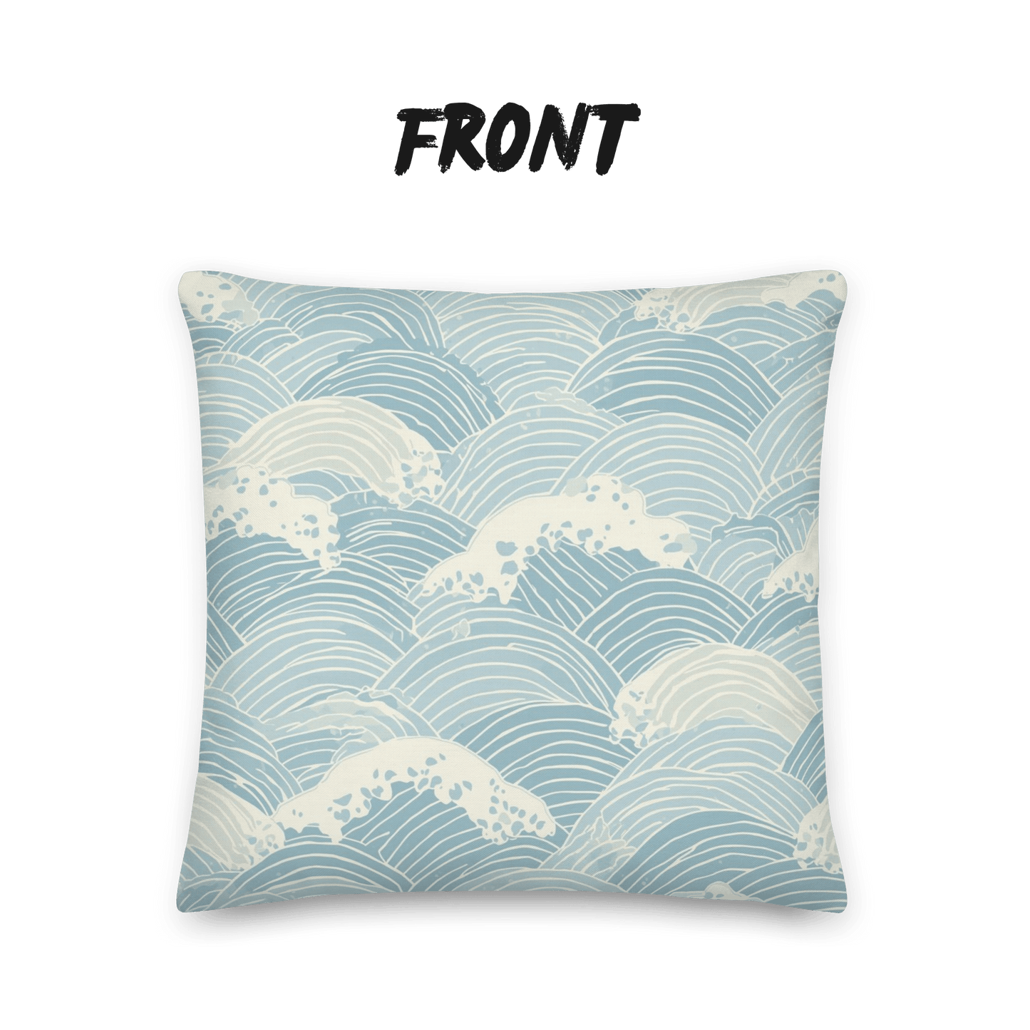 Seigaiha Wave Throw Pillow with Insert — Japanese Ocean Wave Cushion | Japandi Minimalist Home Decor