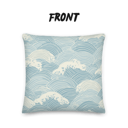 Seigaiha Wave Throw Pillow with Insert — Japanese Ocean Wave Cushion | Japandi Minimalist Home Decor