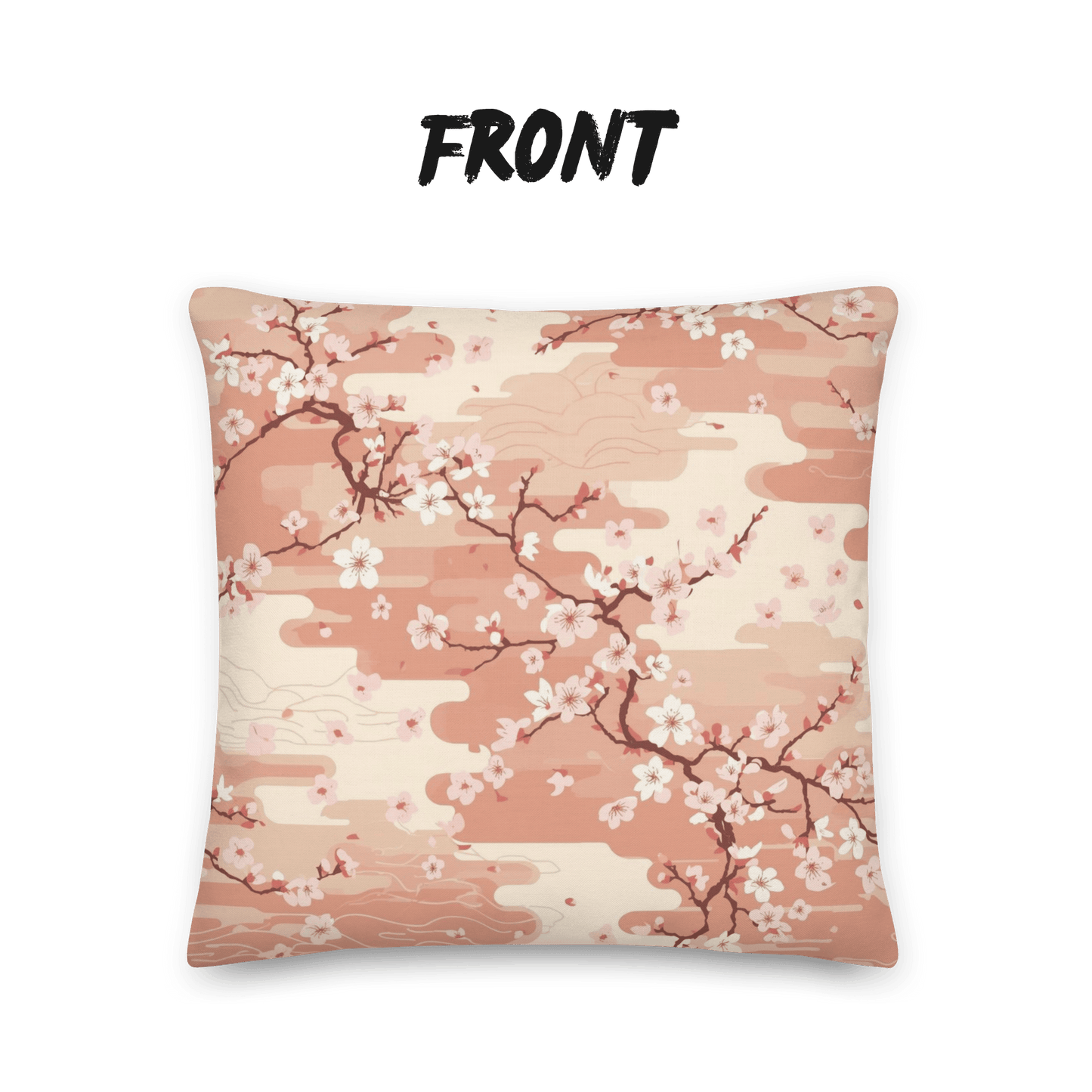 Sakura Cherry Blossom Throw Pillow with Insert — Japanese Floral Cushion | Japandi Botanical Home Decor