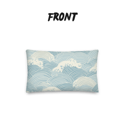 Seigaiha Wave Throw Pillow with Insert — Japanese Ocean Wave Cushion | Japandi Minimalist Home Decor