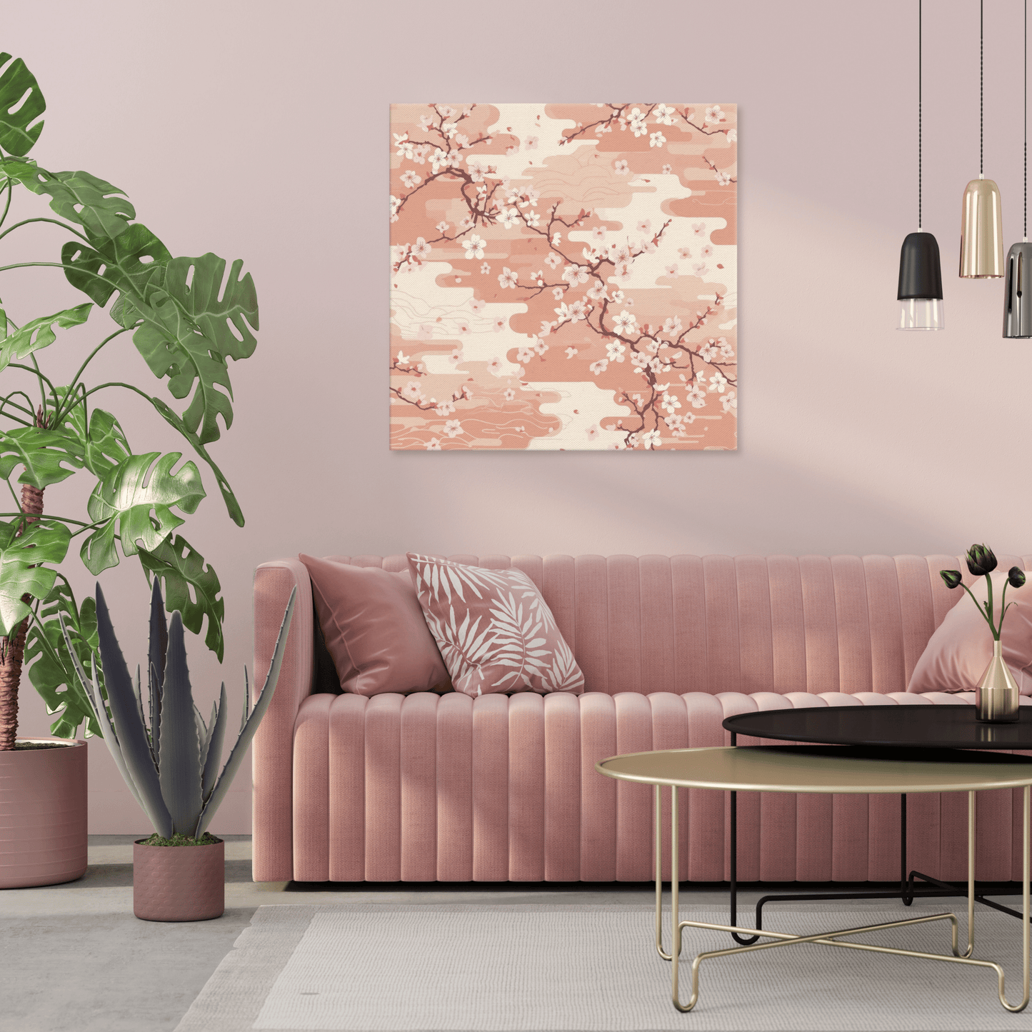 Sakura Cherry Blossom Canvas Print — Japanese Floral Wall Art | Japandi Botanical Large Wall Decor