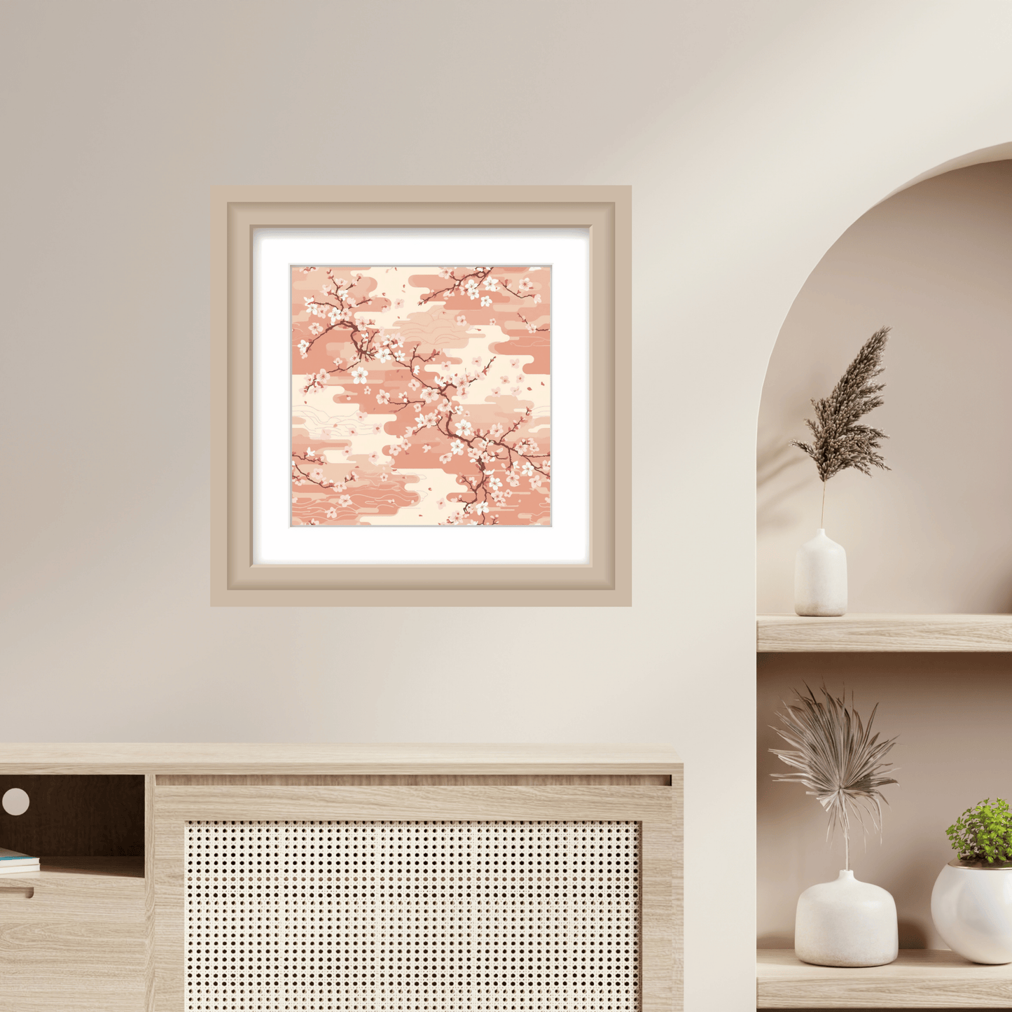 Sakura Cherry Blossom Art Print — Japanese Floral Wall Art Poster | Japandi Botanical Home Decor