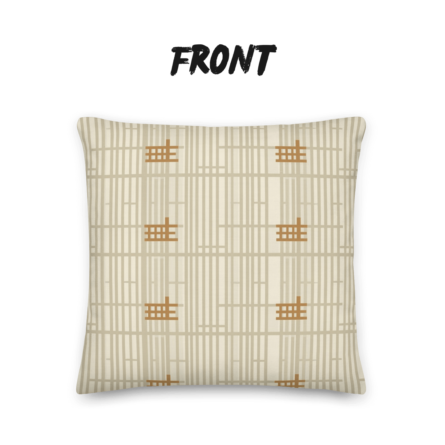 Shoji Screen Grid Throw Pillow with Insert — Japandi Minimalist Geometric Cushion