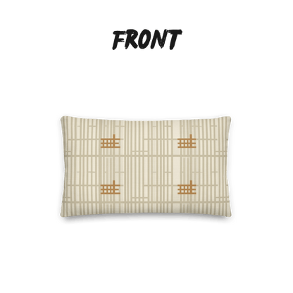 Shoji Screen Grid Throw Pillow with Insert — Japandi Minimalist Geometric Cushion