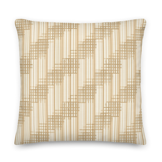 Japandi Minimalist Throw Pillow with Insert | Shoji Screen Geometric Pattern