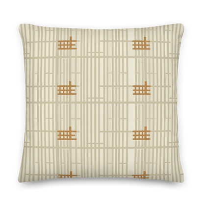 Shoji Screen Grid Throw Pillow with Insert — Japandi Minimalist Geometric Cushion