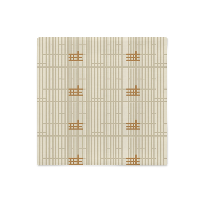 Shoji Screen Grid Throw Pillow Cover — Japandi Minimalist Geometric Cushion