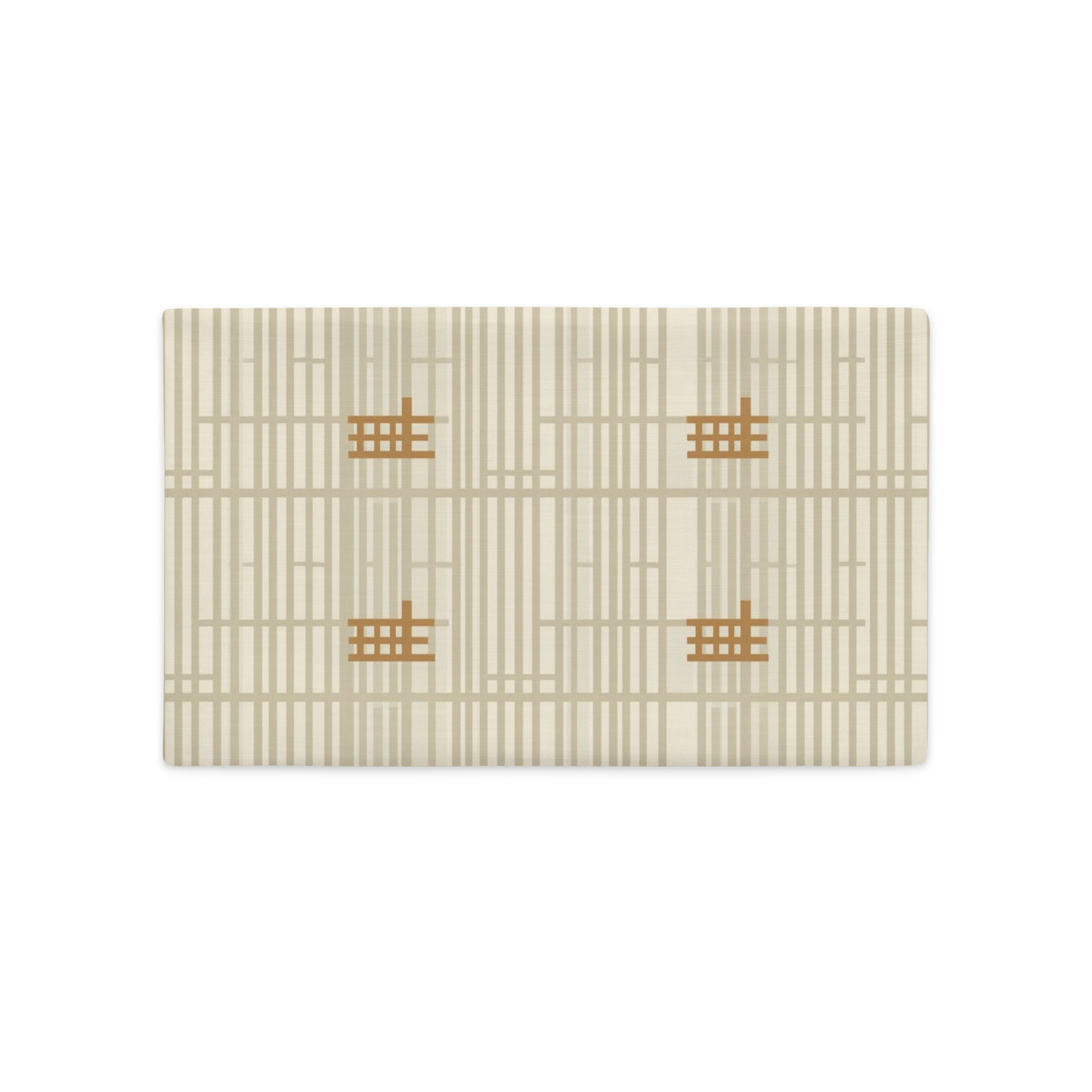 Shoji Screen Grid Throw Pillow Cover — Japandi Minimalist Geometric Cushion