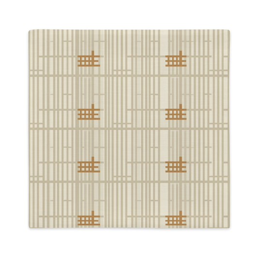 Shoji Screen Grid Throw Pillow Cover — Japandi Minimalist Geometric Cushion