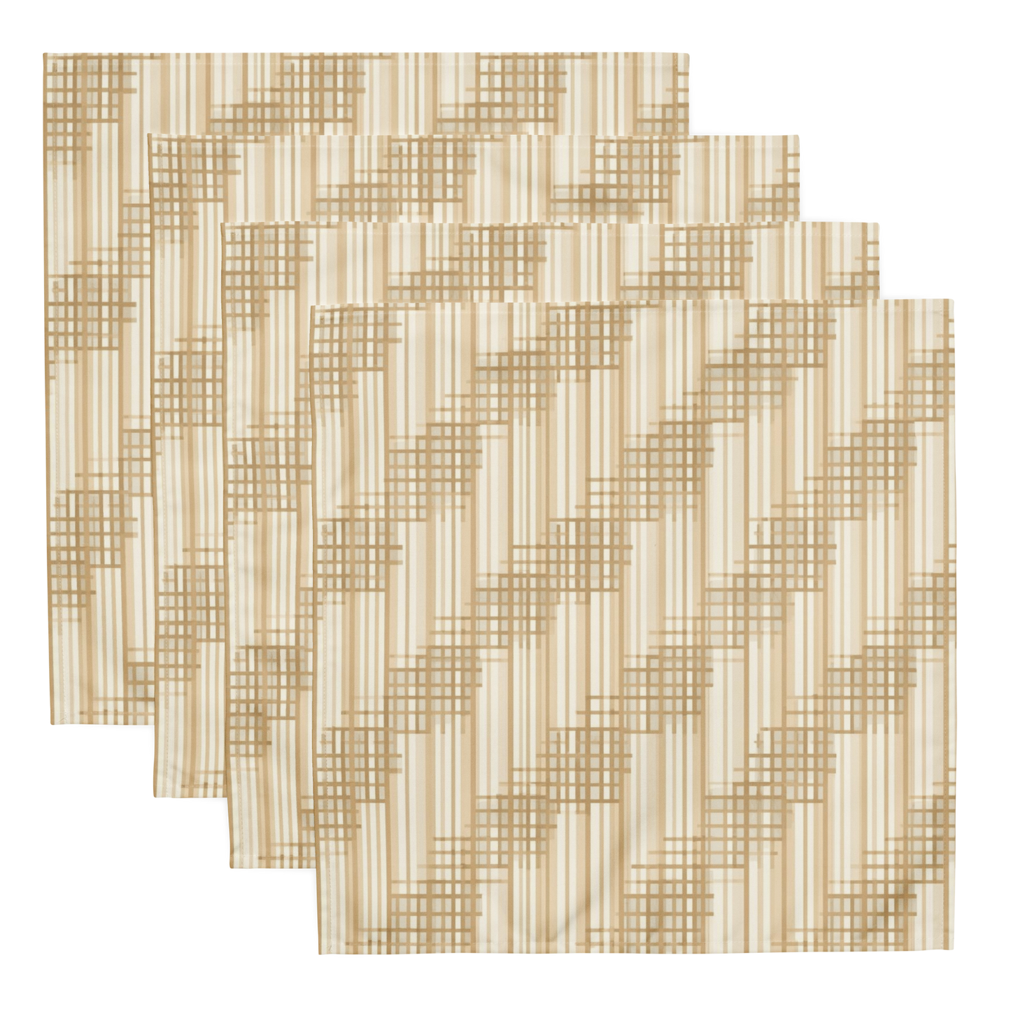 Japandi Minimalist Cloth Napkin Set | Shoji Screen Geometric Pattern | Set of 4