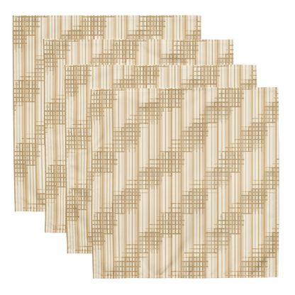 Japandi Minimalist Cloth Napkin Set | Shoji Screen Geometric Pattern | Set of 4