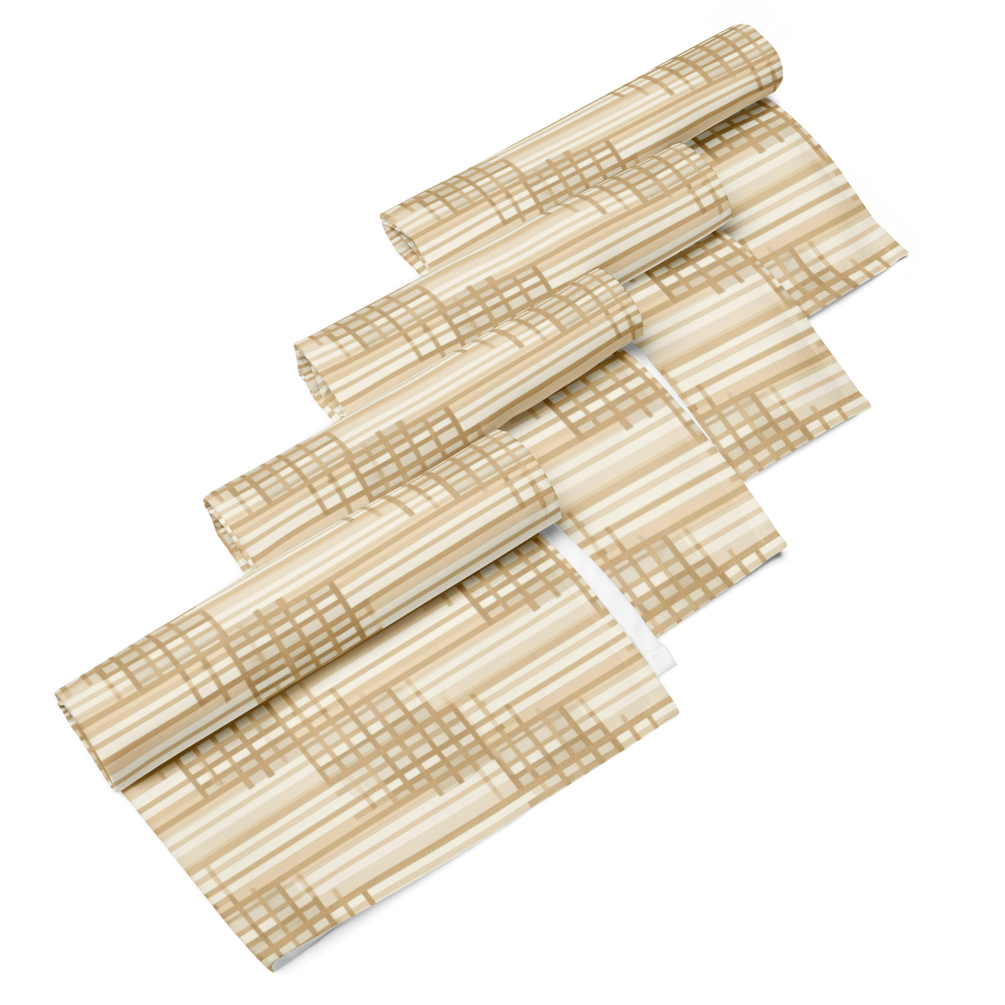 Japandi Minimalist Cloth Napkin Set | Shoji Screen Geometric Pattern | Set of 4