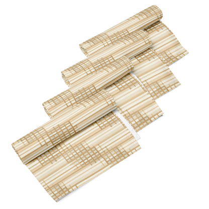 Japandi Minimalist Cloth Napkin Set | Shoji Screen Geometric Pattern | Set of 4