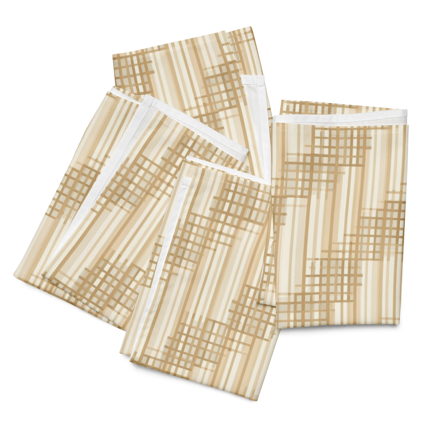 Japandi Minimalist Cloth Napkin Set | Shoji Screen Geometric Pattern | Set of 4