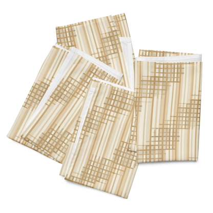Japandi Minimalist Cloth Napkin Set | Shoji Screen Geometric Pattern | Set of 4