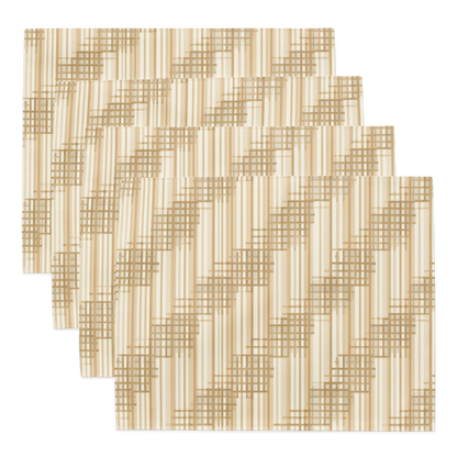Japandi Minimalist Placemat Set of 4 | Shoji Screen Geometric Pattern | Water-Resistant