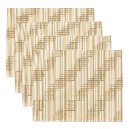 Japandi Minimalist Placemat Set of 4 | Shoji Screen Geometric Pattern | Water-Resistant