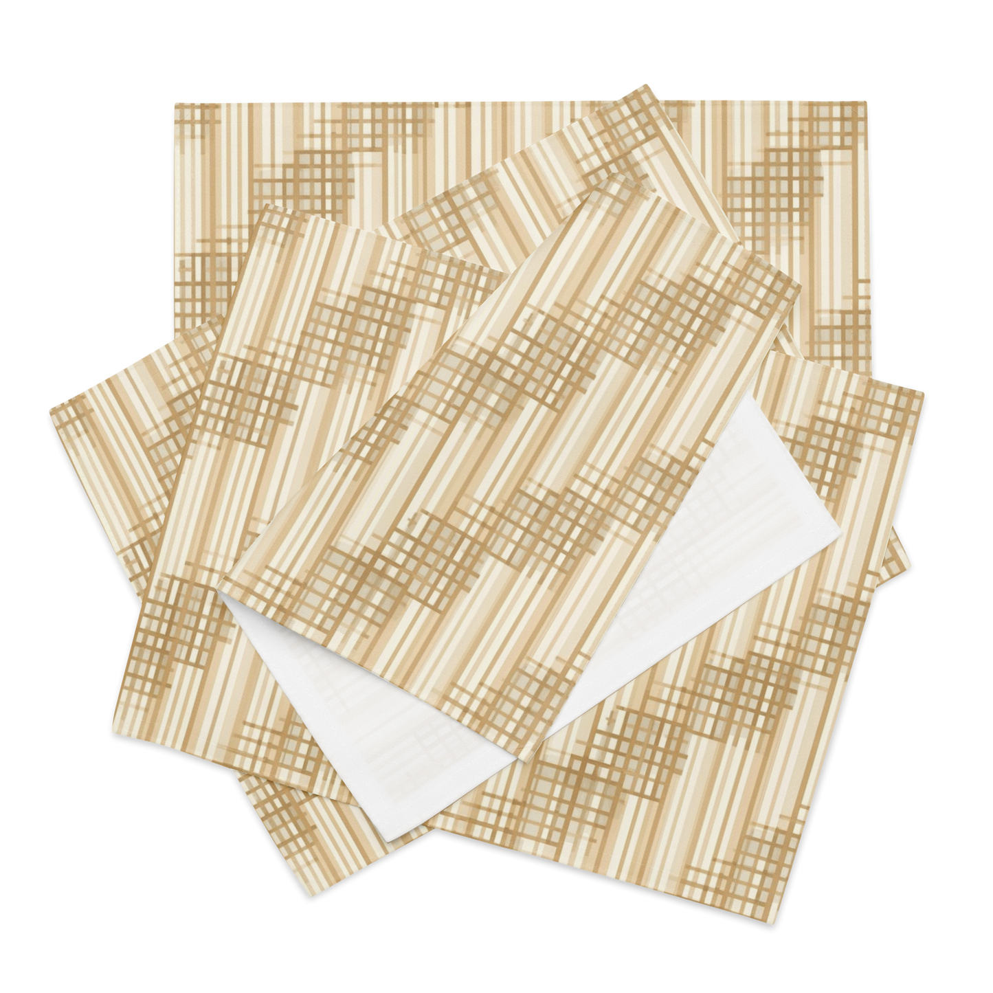 Japandi Minimalist Placemat Set of 4 | Shoji Screen Geometric Pattern | Water-Resistant