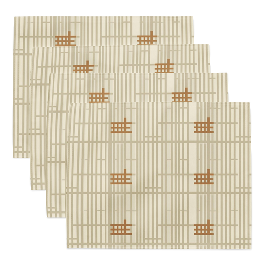 Shoji Screen Grid Placemats Set of 4 — Japandi Minimalist Geometric Table Linen