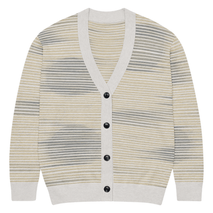 Shoji Shadow Jacquard Knit Cardigan — Japandi Minimalist Unisex Relaxed Fit