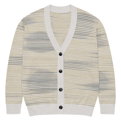 Shoji Shadow Jacquard Knit Cardigan — Japandi Minimalist Unisex Relaxed Fit