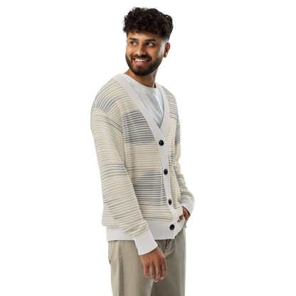 Shoji Shadow Jacquard Knit Cardigan — Japandi Minimalist Unisex Relaxed Fit