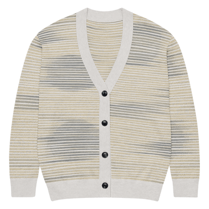 Shoji Shadow Jacquard Knit Cardigan — Japandi Minimalist Unisex Relaxed Fit