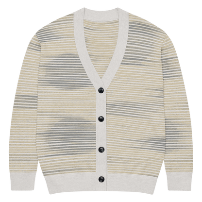 Shoji Shadow Jacquard Knit Cardigan — Japandi Minimalist Unisex Relaxed Fit