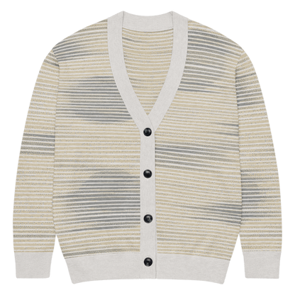 Shoji Shadow Jacquard Knit Cardigan — Japandi Minimalist Unisex Relaxed Fit